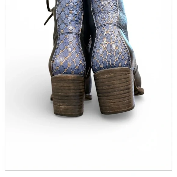 FREEBIRD by Steven Black Leather/Snakeskin Cavalier Ankle Boot Size 9 - Picture 5 of 8